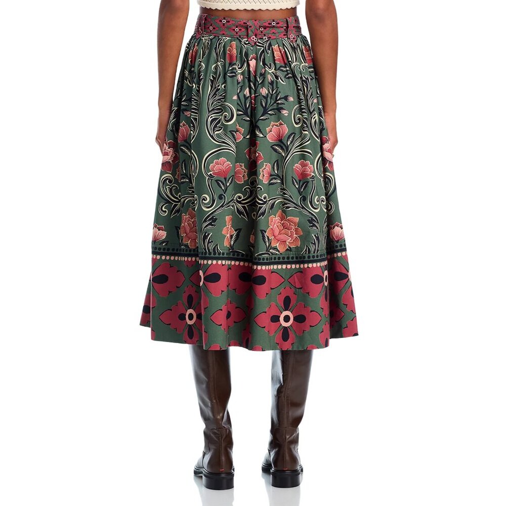 FARM Rio Arabesque Floral Green Buttons Midi Skirt, NWT 🇧🇷 - Picture 3 of 16